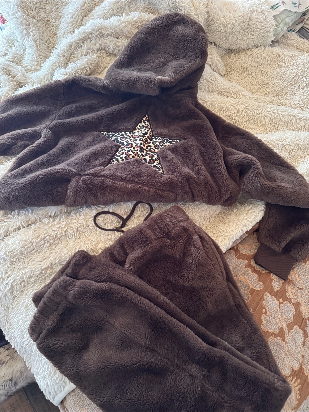 No Boundaries Brown Fuzzy Hoodie with Textured Lining